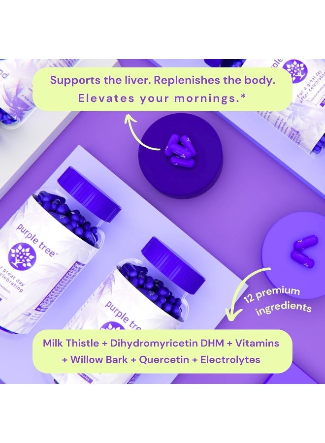 purple tree Celebration Recovery Pills | Better Mornings, Happy Liver, Rapid Hydration | Dihydromyricetin DHM, Milk Thistle, Electrolytes, Vitamin B, Willow Bark, Prickly Pear, Quercetin (90 Pills) - Image 3
